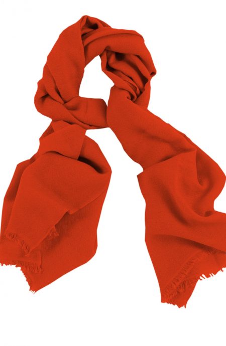 Cashmere wrap scarf womens in 100% cashmere vibrant orange color, beneficial as a wedding wrap, travel wrap scarf, or a winter scarf.