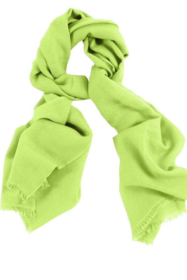Cashmere wrap scarf womens in 100% cashmere chartreuse green color, beneficial as a wedding wrap, travel wrap scarf, or a winter scarf.