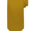 Mens handmade satin silk necktie in solid mustard color.
