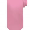 Mens handmade satin silk necktie in solid pastel pink color.