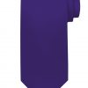 Mens handmade satin silk necktie in solid purple color.