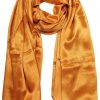 Womens silk neck scarf in carrot orange 22×75 inches with plenty of material to wrap around the head or shoulders in many ways.
