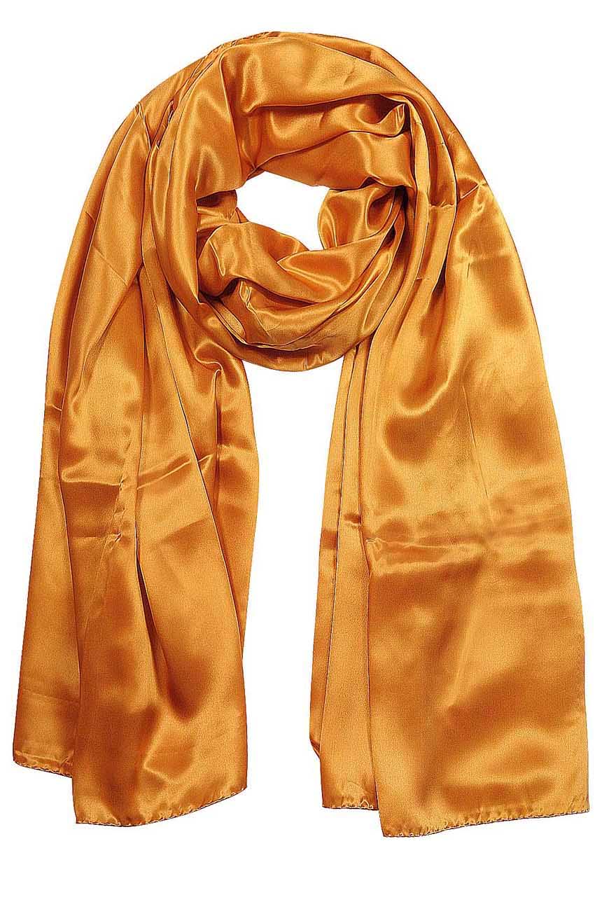 Carrot Orange mens aviator silk neck scarf 75 inches long in 100% pure satin silk.