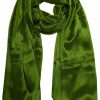 Basil green mens aviator silk neck scarf 75 inches long in 100% pure satin silk.