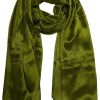 Olive mens aviator silk neck scarf 75 inches long in 100% pure satin silk.