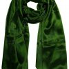 Womens silk neck scarf in forest green 22×75 inches with plenty of material to wrap around the head or shoulders in many ways.