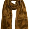 Womens silk neck scarf in brown sugar 22×75 inches with plenty of material to wrap around the head or shoulders in many ways.