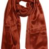 Womens silk neck scarf in rustic brick color 22×75 inches with plenty of material to wrap around the head or shoulders in many ways.