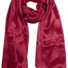 Womens silk neck scarf in raspberry 22×75 inches with plenty of material to wrap around the head or shoulders in many ways.