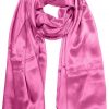 Womens silk neck scarf in pink 22×75 inches with plenty of material to wrap around the head or shoulders in many ways.