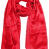 Womens silk neck scarf in red 22×75 inches with plenty of material to wrap around the head or shoulders in many ways.
