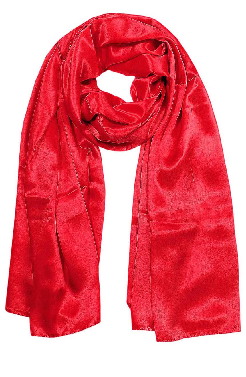 Womens silk neck scarf in red 22×75 inches with plenty of material to wrap around the head or shoulders in many ways.