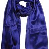 Womens silk neck scarf in deep navy 22×75 inches with plenty of material to wrap around the head or shoulders in many ways.