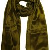 Womens silk neck scarf in dark olive 22×75 inches with plenty of material to wrap around the head or shoulders in many ways.