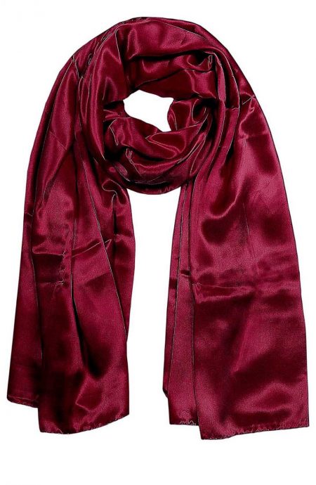 Dark Burgundy mens aviator silk neck scarf 75 inches long in 100% pure satin silk.