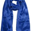 Blue mens aviator silk neck scarf 75 inches long in 100% pure satin silk.