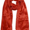 Womens silk neck scarf in vibrant orange 22×75 inches with plenty of material to wrap around the head or shoulders in many ways.