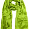 Chartreuse green mens aviator silk neck scarf 75 inches long in 100% pure satin silk.