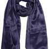 Womens silk neck scarf in navy 22×75 inches with plenty of material to wrap around the head or shoulders in many ways.
