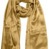 Womens silk neck scarf in wheat 22×75 inches with plenty of material to wrap around the head or shoulders in many ways.