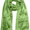 Womens silk neck scarf in pastel green 22×75 inches with plenty of material to wrap around the head or shoulders in many ways.