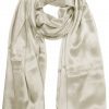 Womens silk neck scarf in off-white 22×75 inches with plenty of material to wrap around the head or shoulders in many ways.