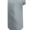 Mens handmade satin silk necktie in solid silver color.