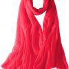 Featherlight cashmere scarf in dark fuchsia color, pocketable, lightweight, & ultra-soft to keep you warm weigh just ounces, essential for all women.