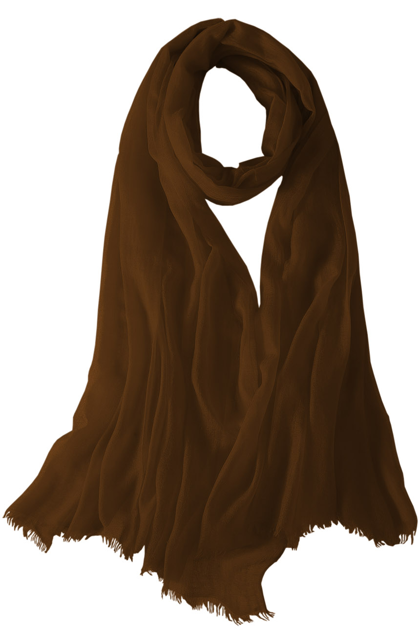 Featherlight cashmere scarf in walnut color, pocketable, lightweight, & ultra-soft to keep you warm weigh just ounces, essential for all women.