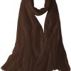 Featherlight cashmere scarf in chocolate color, pocketable, lightweight, & ultra-soft to keep you warm weigh just ounces, essential for all women.