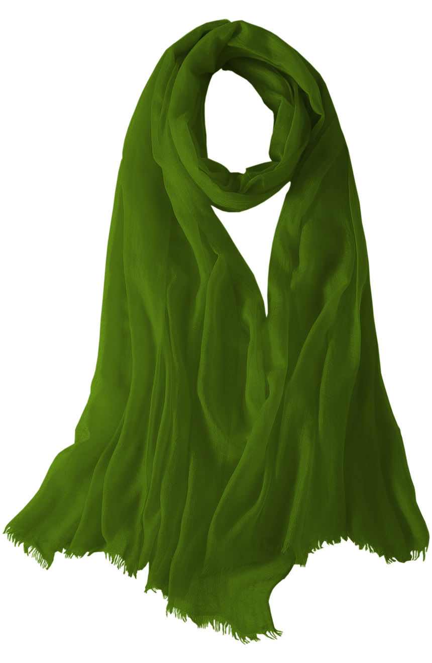 Featherlight cashmere scarf in basil green color, pocketable, lightweight, & ultra-soft to keep you warm weigh just ounces, essential for all women.