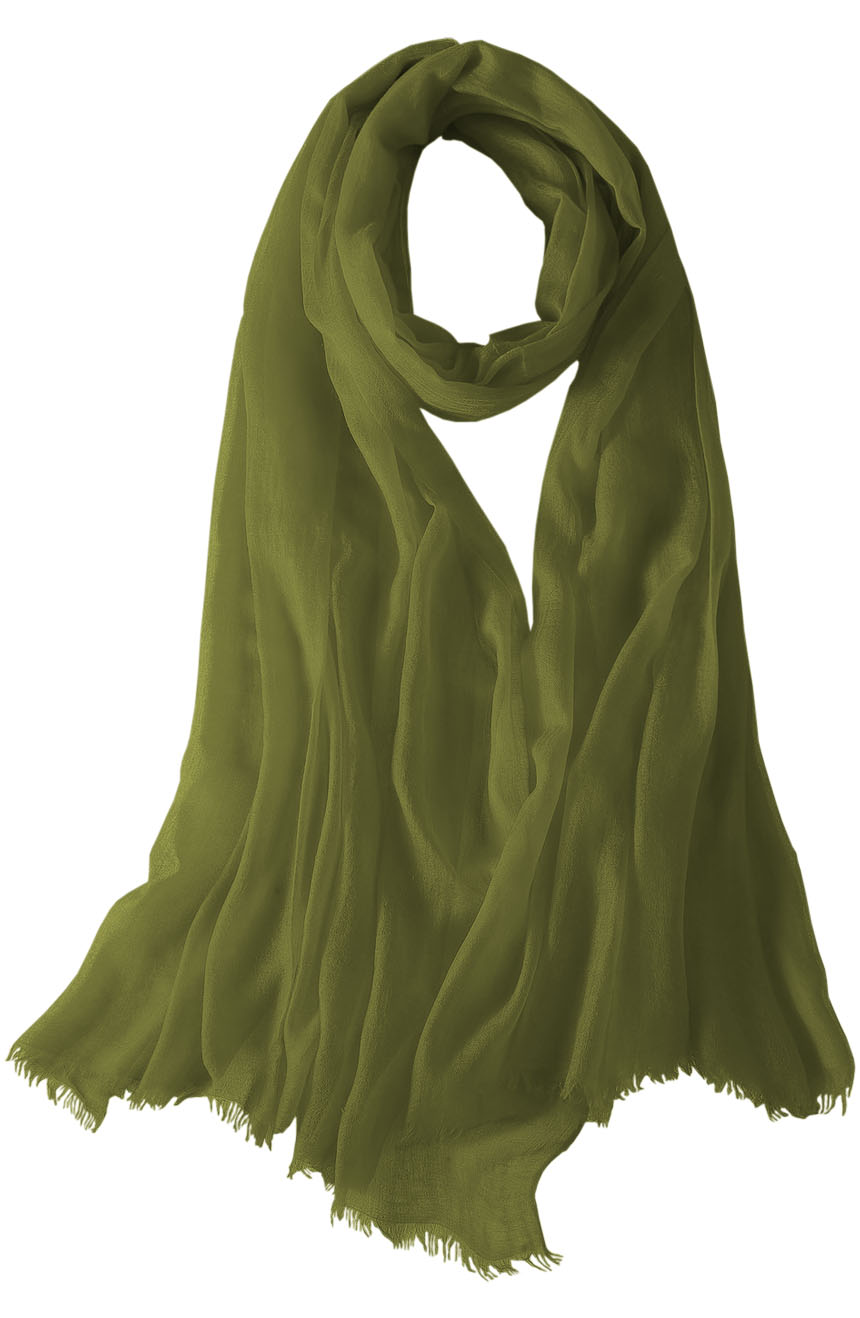 Featherlight cashmere scarf in Costa del Sol green color, pocketable, lightweight, & ultra-soft to keep you warm weigh just ounces, essential for all women.