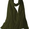 Featherlight cashmere scarf in olive color, pocketable, lightweight, & ultra-soft to keep you warm weigh just ounces, essential for all women.