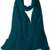 Featherlight cashmere scarf in blue teal color, pocketable, lightweight, & ultra-soft to keep you warm weigh just ounces, essential for all women.
