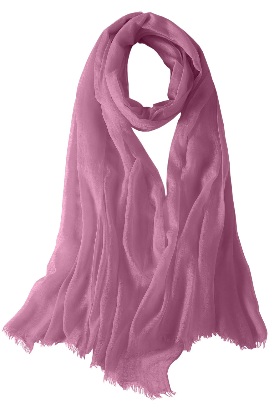 Featherlight cashmere scarf in baby pink color, pocketable, lightweight, & ultra-soft to keep you warm weigh just ounces, essential for all women.