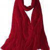 Featherlight cashmere scarf in scarlet color, pocketable, lightweight, & ultra-soft to keep you warm weigh just ounces, essential for all women.