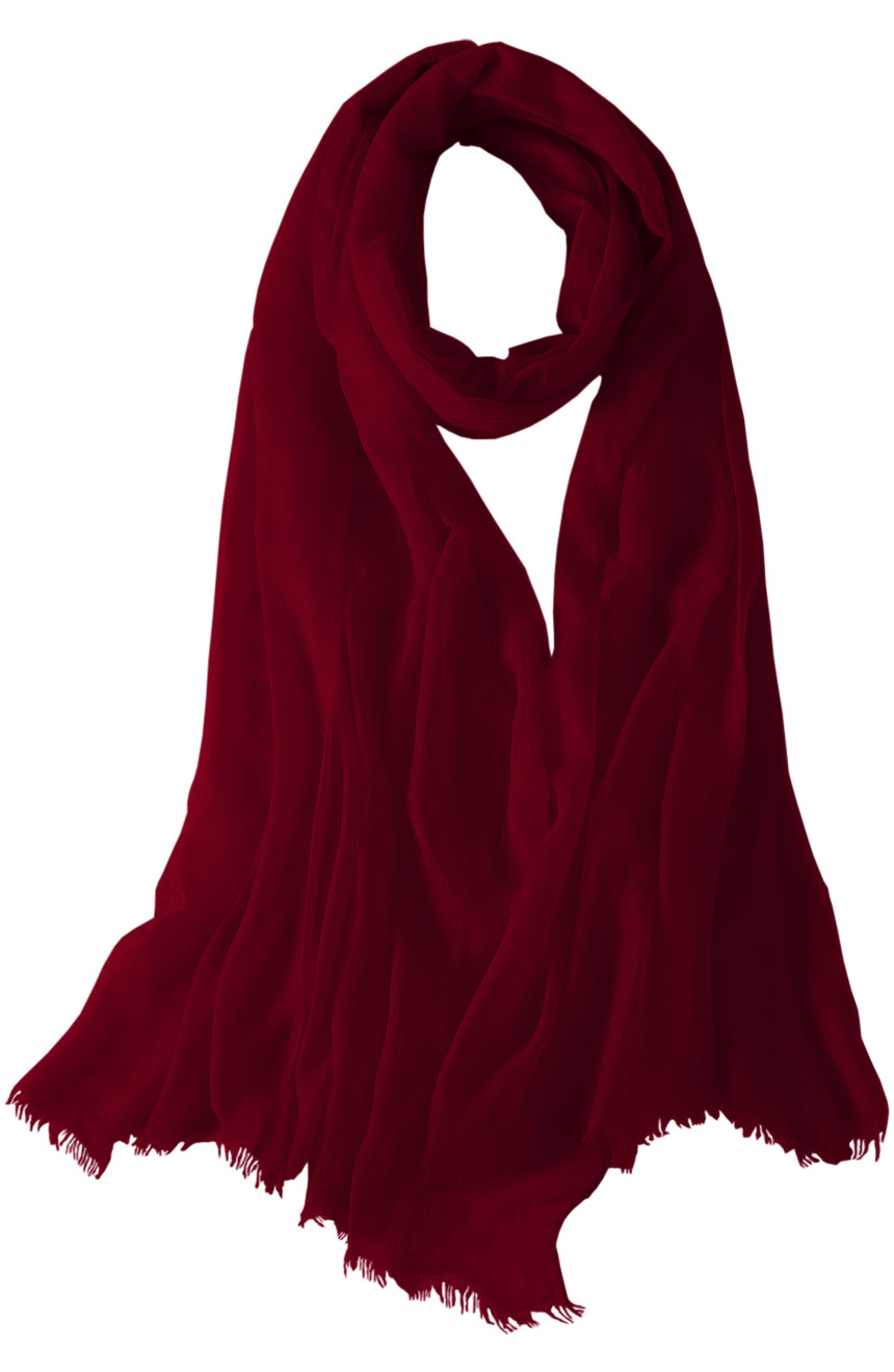 Featherlight cashmere scarf in garnet color, pocketable, lightweight, & ultra-soft to keep you warm weigh just ounces, essential for all women.