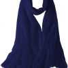 Featherlight cashmere scarf in deep navy color, pocketable, lightweight, & ultra-soft to keep you warm weigh just ounces, essential for all women.