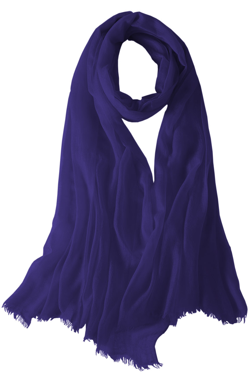 Featherlight cashmere scarf in deep purple color, pocketable, lightweight, & ultra-soft to keep you warm weigh just ounces, essential for all women.