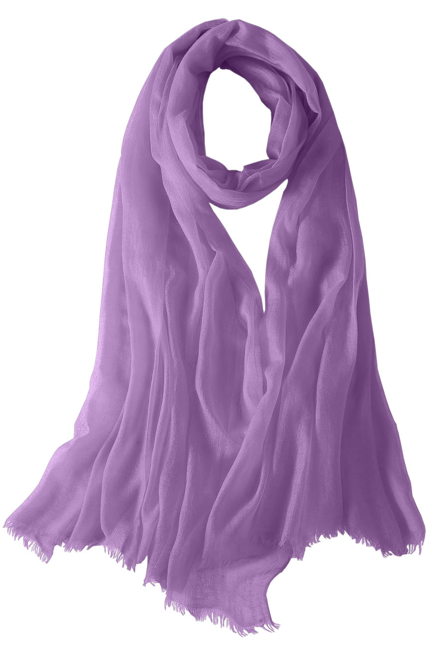 Featherlight cashmere scarf in lavender color, pocketable, lightweight, & ultra-soft to keep you warm weigh just ounces, essential for all women.