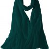 Featherlight cashmere scarf in green teal color, pocketable, lightweight, & ultra-soft to keep you warm weigh just ounces, essential for all women.