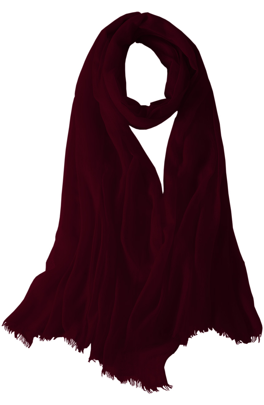 Featherlight cashmere scarf in dark burgundy color, pocketable, lightweight, & ultra-soft to keep you warm weigh just ounces, essential for all women.