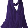 Featherlight cashmere scarf in royal purple color, pocketable, lightweight, & ultra-soft to keep you warm weigh just ounces, essential for all women.