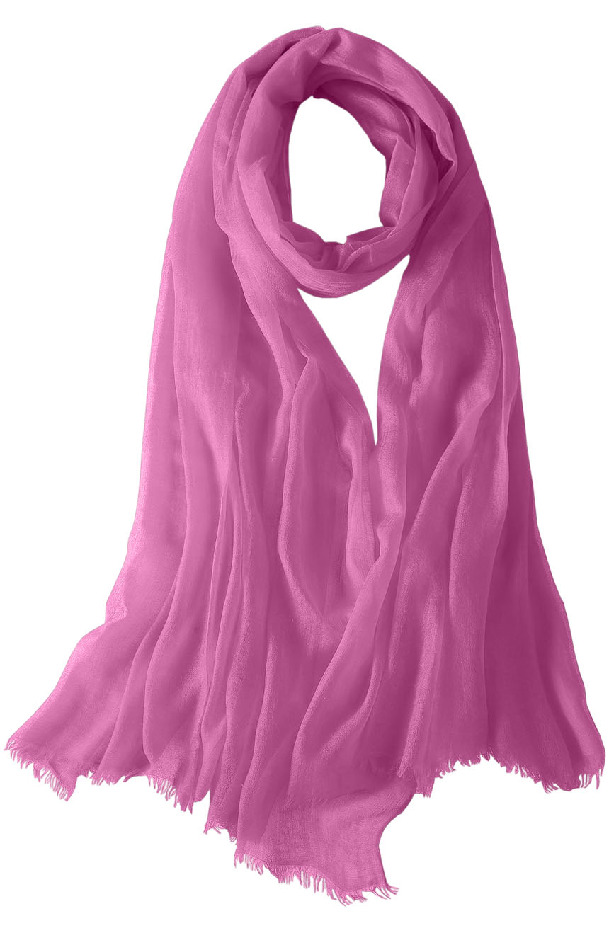Featherlight cashmere scarf in Persian pink color, pocketable, lightweight, & ultra-soft to keep you warm weigh just ounces, essential for all women.