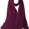 Featherlight cashmere scarf in Tyrian purple color, pocketable, lightweight, & ultra-soft to keep you warm weigh just ounces, essential for all women.