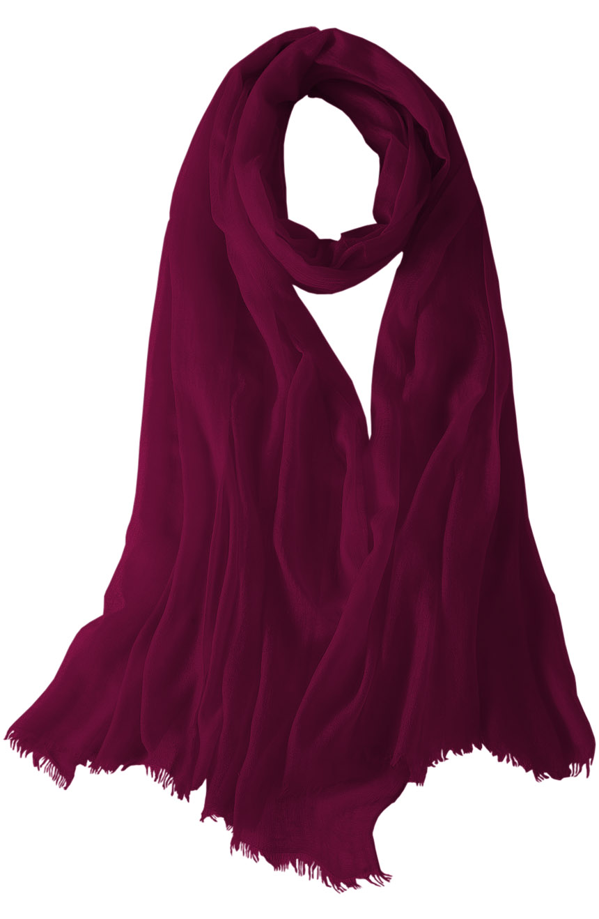 Featherlight cashmere scarf in Tyrian deep purple color, pocketable, lightweight, & ultra-soft to keep you warm weigh just ounces, essential for all women.