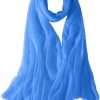 Featherlight cashmere scarf in blue color, pocketable, lightweight, & ultra-soft to keep you warm weigh just ounces, essential for all women.