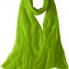 Featherlight cashmere scarf in chartreuse green color, pocketable, lightweight, & ultra-soft to keep you warm weigh just ounces, essential for all women.