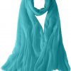 Featherlight cashmere scarf in Celeste blue color, pocketable, lightweight, & ultra-soft to keep you warm weigh just ounces, essential for all women.