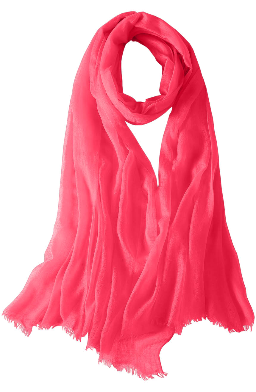 Featherlight cashmere scarf in fuchsia color, pocketable, lightweight, & ultra-soft to keep you warm weigh just ounces, essential for all women.